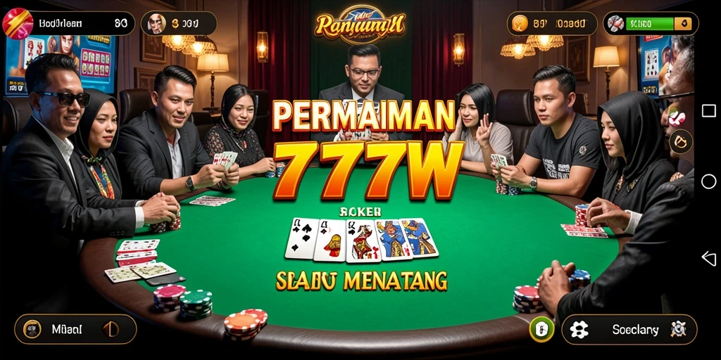 Screenshot gameplay 7777W menyoroti aksi intens permainan Poker.