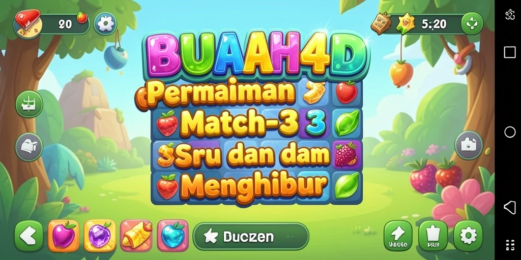 Tampilan gameplay BUAH4D dengan kombinasi buah yang berwarna-warni.