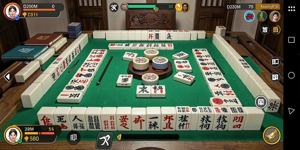 Screenshot D200M menampilkan gameplay Mahjong yang menarik dan penuh warna.
