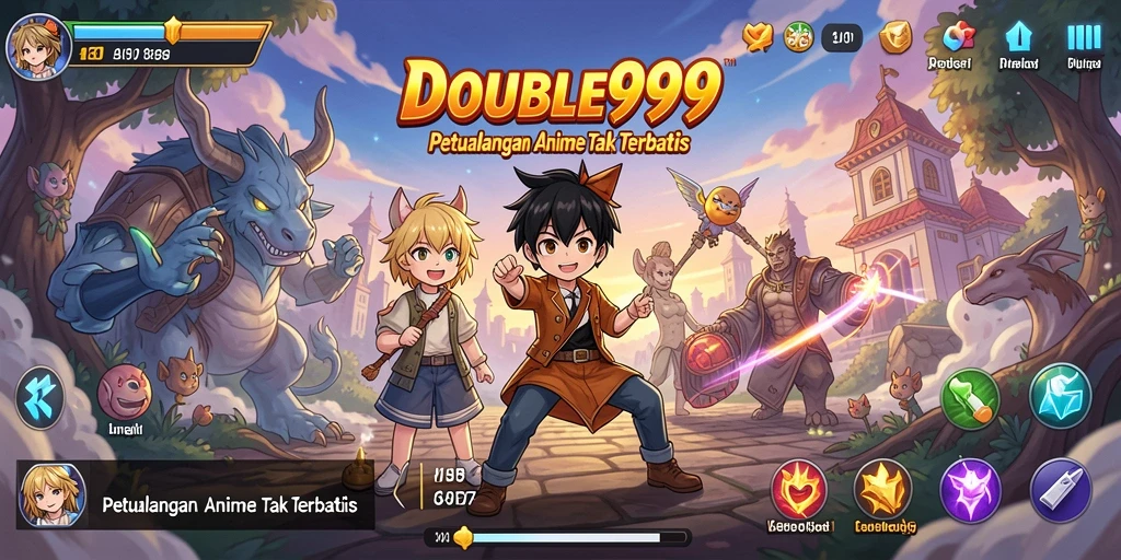 Tangkapan layar gameplay <strong>DOUBLE999</strong> menampilkan aksi seru dan karakter Anime yang menarik.