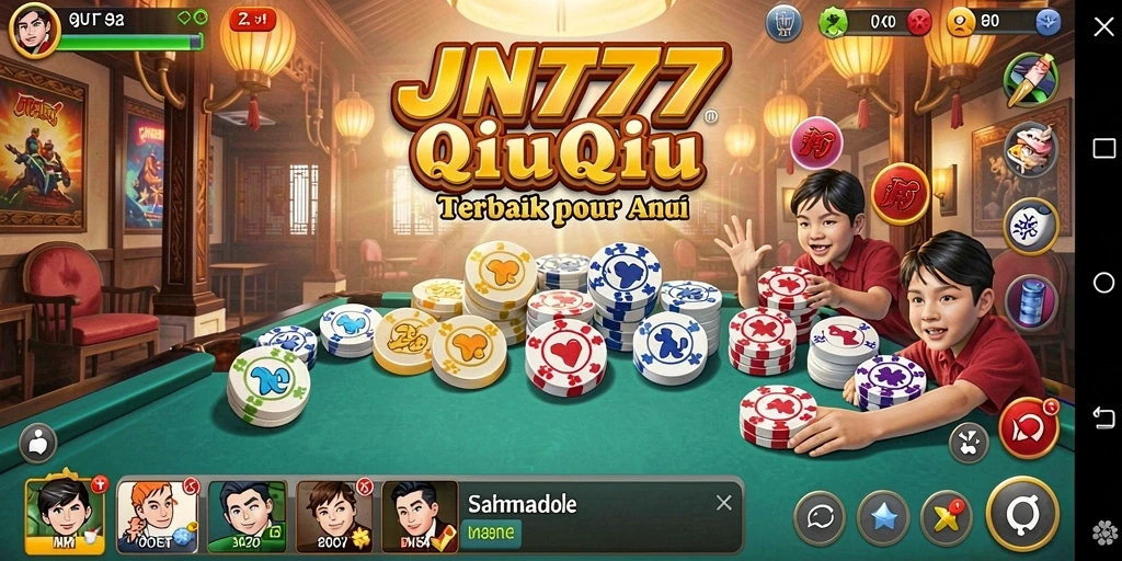 Screenshot JNT777 menampilkan momen seru saat bermain QiuQiu.