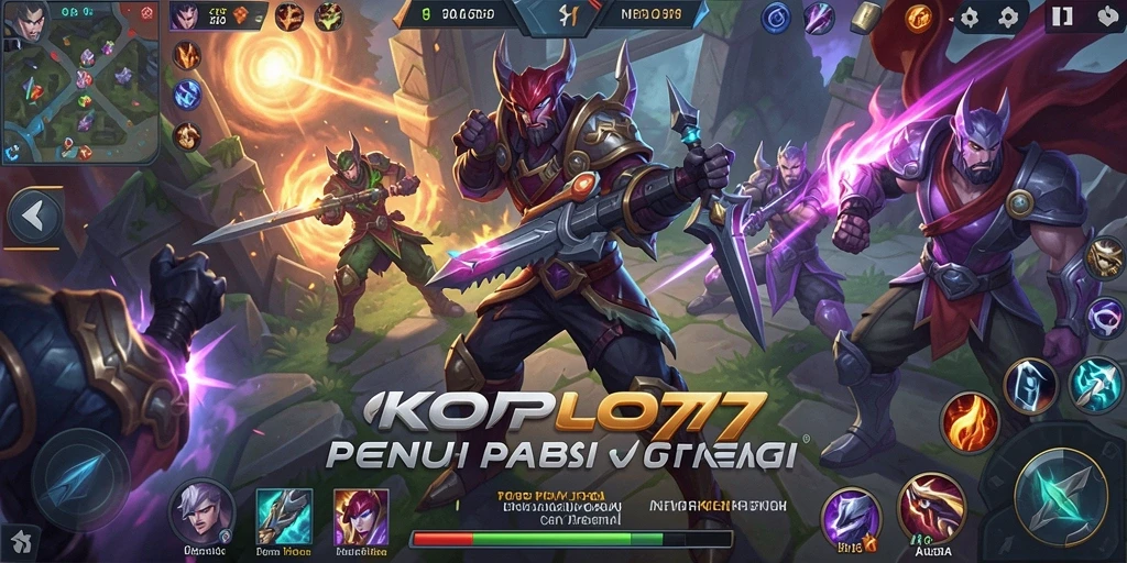 Tangkapan layar permainan KOPLO77 dengan aksi seru di arena MOBA.