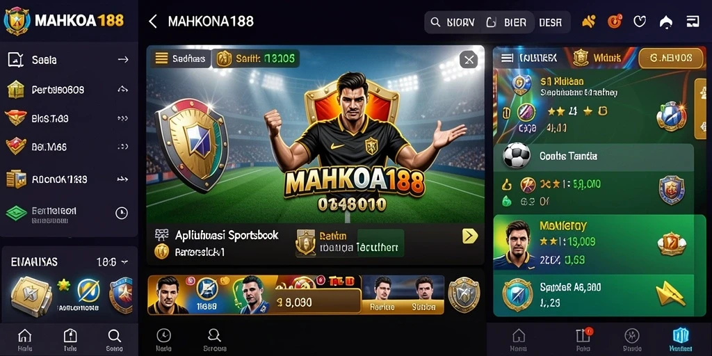 Screenshot utama MAHKOTA188 yang menunjukkan aktivitas taruhan olahraga.