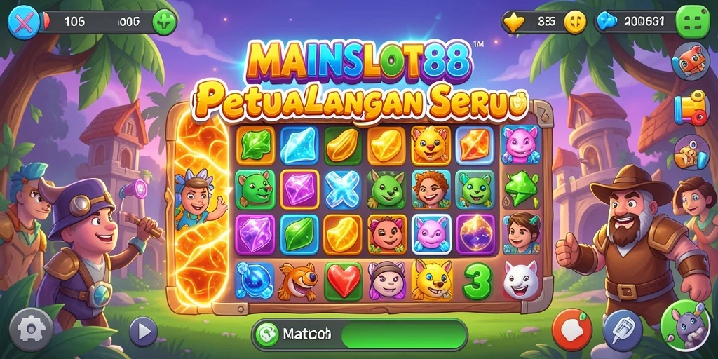Screenshot gameplay MAINSLOT88 yang menampilkan momen mencocokkan objek.