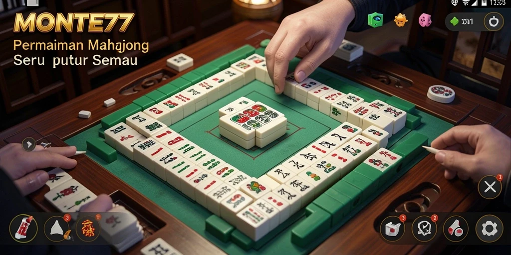 Tampilan gameplay menarik dari MONTE77 dengan grafis Mahjong yang menawan.