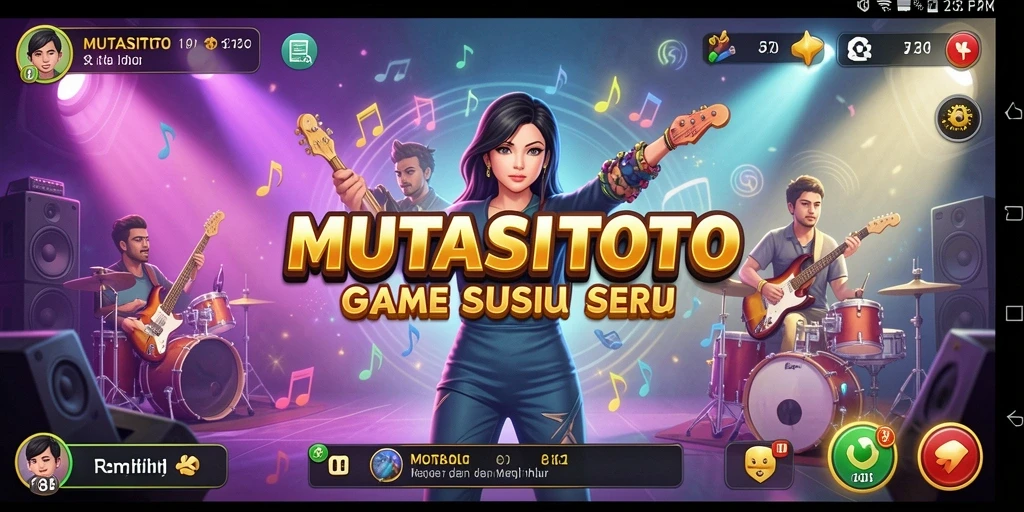 Tampilan screenshot gameplay MUTASITOTO dengan berbagai pilihan lagu.