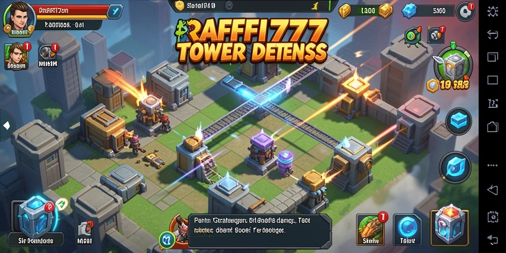 Screenshot gameplay RAFFI777 menampilkan aksi seru tower defense.