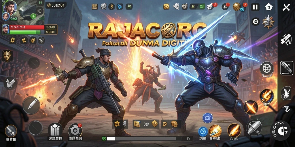 Gameplay intens RAJACORC dengan pertarungan menegangkan.