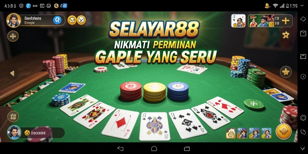 Tampilan gameplay seru dalam SELAYAR88 dengan suasana gaple yang menarik.