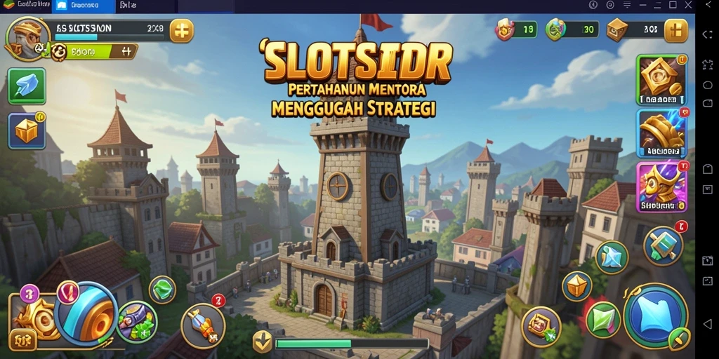 Tampilan gameplay SLOTSIDR dengan menara dan musuh yang menantang.