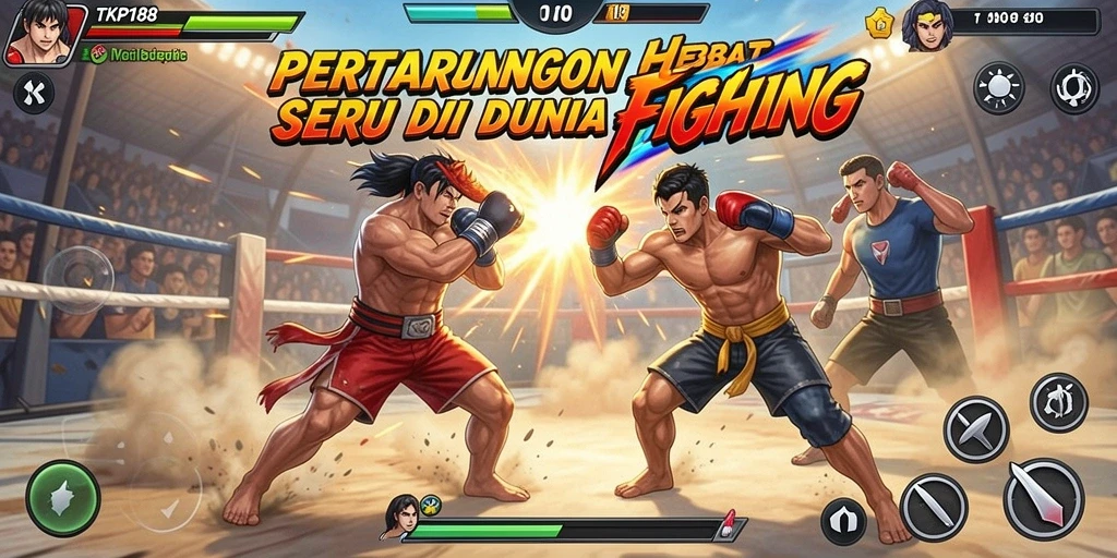 Screenshot gameplay TKP188 menampilkan aksi pertarungan seru dan karakter beragam.