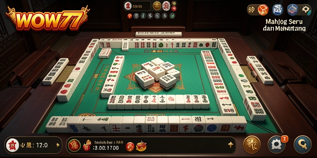 Tampilan gameplay WOW77 yang menampilkan tantangan Mahjong yang seru.