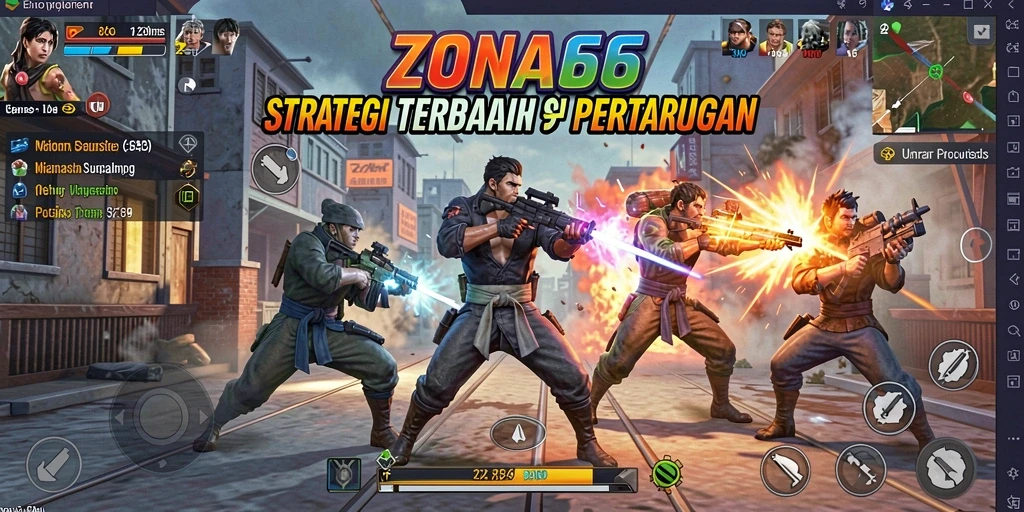 Tampilan aksi mendebarkan dalam permainan strategi ZONA66.
